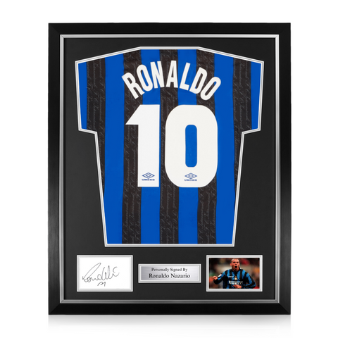 Ronaldo Nazario Signed Framed Display w/ Brazil Home Shirt