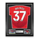Kobbie Mainoo Signed Framed Manchester United 2024/25 Home Shirt
