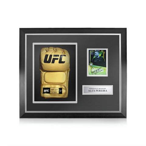 Alex Pereira Signed Framed Display w/ UFC Gold Glove