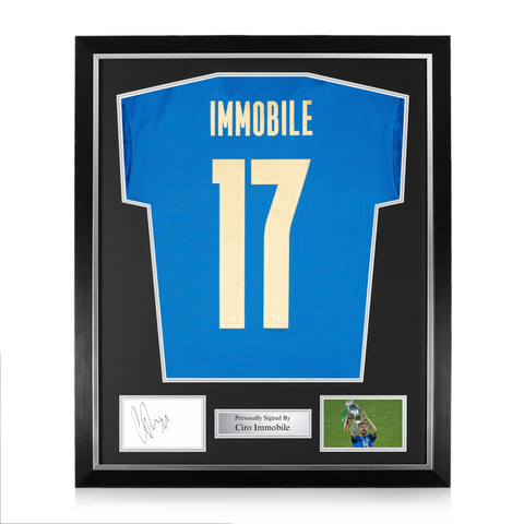 Ciro Immobile Signed Framed Display w/ Italy Home Shirt