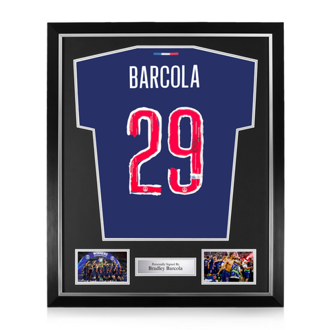 Bradley Barcola Signed Framed PSG Home Shirt w/ BAS Beckett Authentication