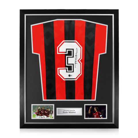 Paolo Maldini Signed Framed AC Milan Home Shirt w/ BAS Beckett Authentication