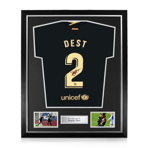 Sergiño Dest Signed Framed FC Barcelona 2020/21 Away Shirt