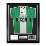 Jay-Jay Okocha Signed Framed Display w/ Nigeria Home Shirt