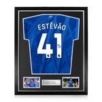 Estêvão Willian Signed Framed Chelsea F.C. 2025/26 Home Shirt
