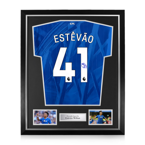 Estêvão Willian Signed Framed Chelsea F.C. 2025/26 Home Shirt