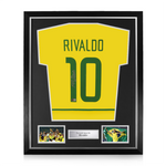 Rivaldo Signed Framed Brazil Home Shirt w/ BAS Beckett Authentication