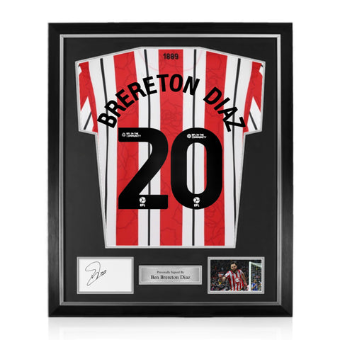 Ben Brereton Diaz Signed Framed Display w/ Sheffield United 2024/25 Home Shirt