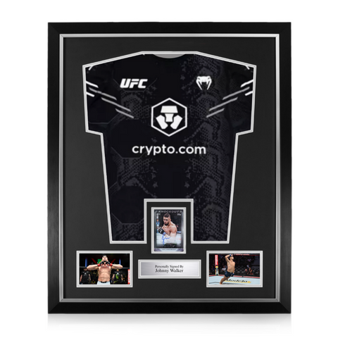 Johnny Walker Signed Framed Display w/ UFC Black and Silver Shirt
