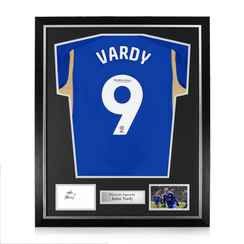 Jamie Vardy Signed Framed Display w/ Leicester City Home Shirt