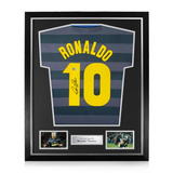 Ronaldo Nazario Signed Framed Inter Milan Away Shirt w/ BAS Beckett Authentication