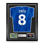 Enzo Fernandez Signed Framed Chelsea 2025/26 Home Shirt