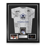 Leon Edwards Signed Framed Display w/ UFC White and Blue Shirt