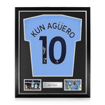 Sergio Kun Aguëro Signed Framed Manchester City Home Shirt w/ BAS Beckett Authentication