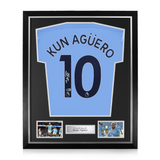 Sergio Kun Aguëro Signed Framed Manchester City Home Shirt w/ BAS Beckett Authentication