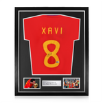 Xavi Hernandez Signed Framed Spain Home Shirt w/ BAS Beckett Authentication