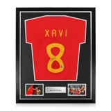 Xavi Hernandez Signed Framed Spain Home Shirt w/ BAS Beckett Authentication
