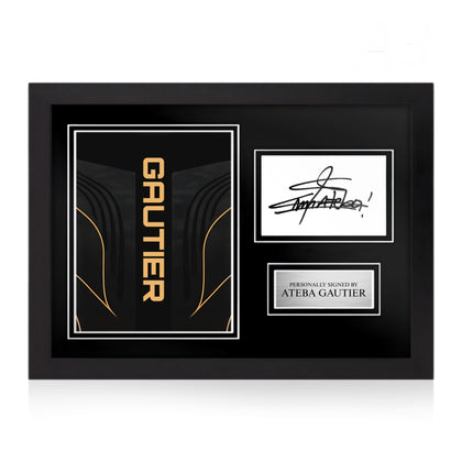 Ateba Gautier Signed Framed Display with Shirt Back Photo