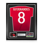 Bruno Fernandes Signed Framed Manchester United 2024/25 Home Shirt w/ Cup Printing