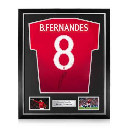 Bruno Fernandes Signed Framed Manchester United 2024/25 Home Shirt w/ Cup Printing