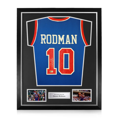 Dennis Rodman Signed Framed Detroit Pistons Jersey w/ Beckett BAS Authentication