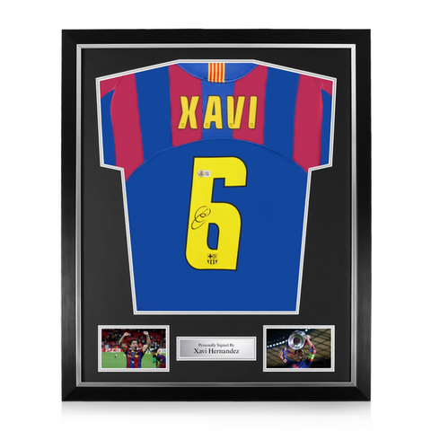 Xavi Hernandez Signed Framed FC Barcelona Home Shirt w/ BAS Beckett Authentication