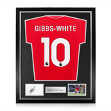 Morgan Gibbs-White Signed Framed Display w/ Nottingham Forest 2025/26 Home Shirt