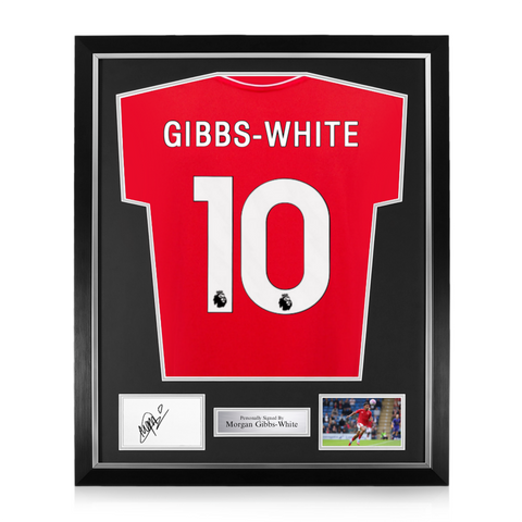 Morgan Gibbs-White Signed Framed Display w/ Nottingham Forest 2025/26 Home Shirt
