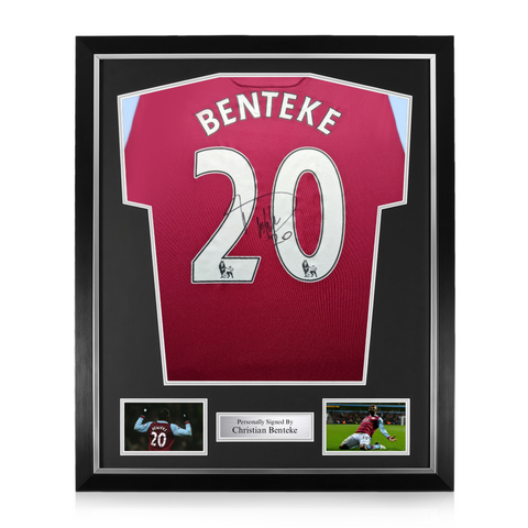 Christian Benteke Signed Framed Aston Villa Home Shirt