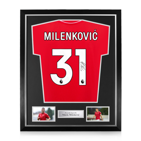 Nikola Milenković Signed Framed Nottingham Forest 2025/26 Home Shirt