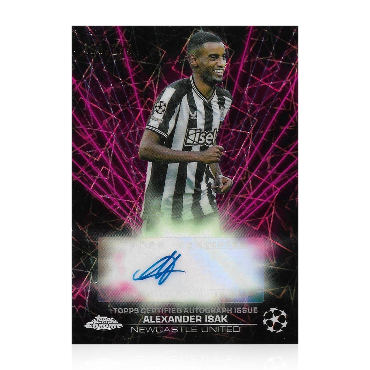 Alexander Isak Signed Topps Chrome UEFA Champions League 2024 Pink Bla ...