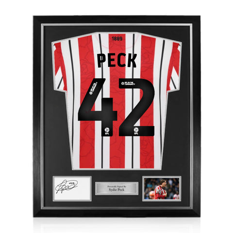 Sydie Peck Signed Framed Display w/ Sheffield United 2024/25 Home Shirt