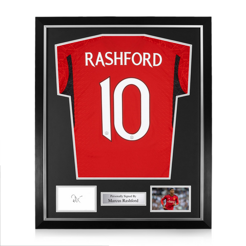 Marcus Rashford Signed Framed Display w/ Manchester United 2023/24 Home Shirt