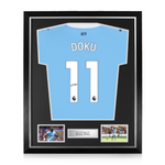 Jeremy Doku Signed Framed Manchester City 2025/26 Home Shirt