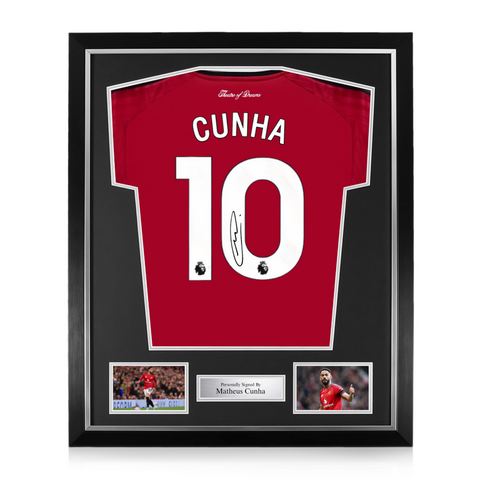 Matheus Cunha Signed Framed Manchester United 2025/26 Home Shirt