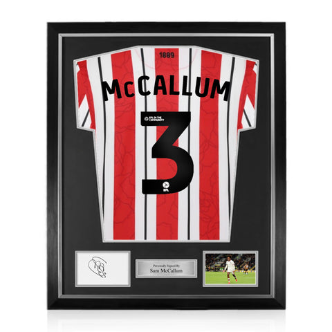 Sam McCallum Signed Framed Display w/ Sheffield United 2024/25 Home Shirt