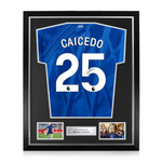 Moises Caicedo Signed Framed Chelsea 2025/26 Home Shirt