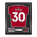 Benjamin Šeško Signed Framed Manchester United 2025/26 Home Shirt