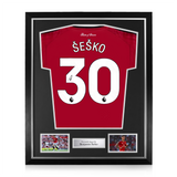 Benjamin Šeško Signed Framed Manchester United 2025/26 Home Shirt