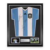 Lionel Messi, Sergio Agüero and Carlos Tevez Signed Framed Argentina Home Shirt
