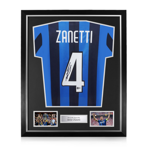 Javier Zanetti Signed Framed Inter Milan Home Shirt w/ BAS Beckett Authentication