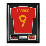 Fernando Torres Signed Framed Spain Home Shirt w/ BAS Beckett Authentication