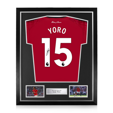 Leny Yoro Signed Framed Manchester United 2025/26 Home Shirt
