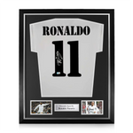 Ronaldo Nazario Signed Framed Real Madrid Home Shirt w/ BAS