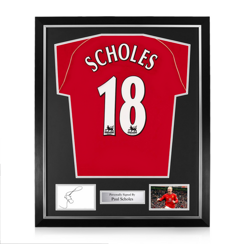 Paul Scholes Signed Framed Display w/ Manchester United Home Shirt