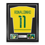 Ronaldinho Signed Framed Brazil Home Shirt w/ BAS Beckett Authentication