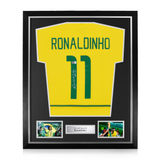 Ronaldinho Signed Framed Brazil Home Shirt w/ BAS Beckett Authentication