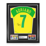 Adriano Signed Framed Brazil Home Shirt