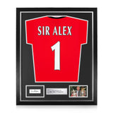 Sir Alex Ferguson Signed Framed Display w/ Retro Home Shirt