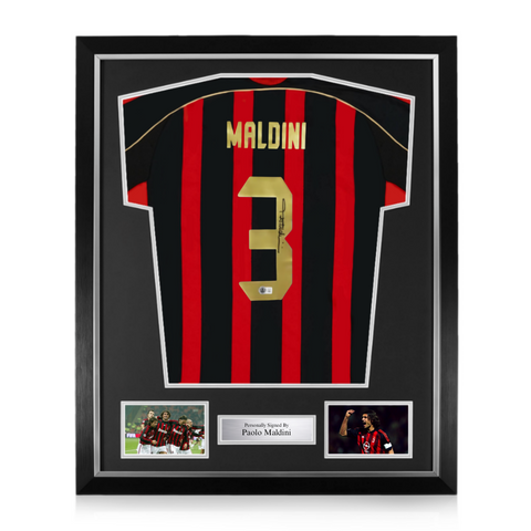 Paolo Maldini Signed Framed AC Milan Home Shirt w/ BAS Beckett Authentication
